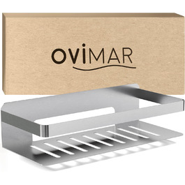 ovimar Shower Caddy Christianso | rectangular | silver | Stainless Steel | No Drilling | Adhesive | Shower Shelf | Space-Saving Attachment | For Bathtub or Shower | Storage for Shower Gel...
