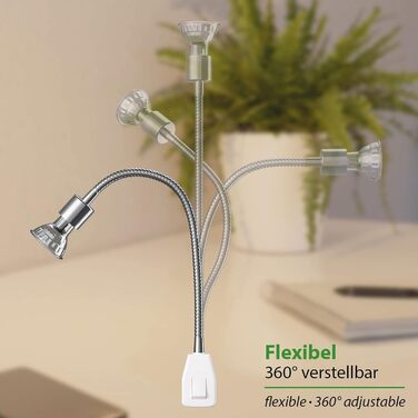 Настільна лампа LESCH з гнучким кронштейном (Швангенгальс), хром/білий, GU10, 10W - без лампочки