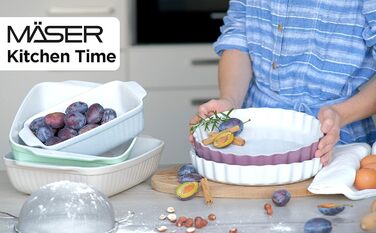 Керамічна форма для тарта та кішу MÄSER Kitchen Time, кругла, 27 см, зелена, стійка до подряпин і порізів