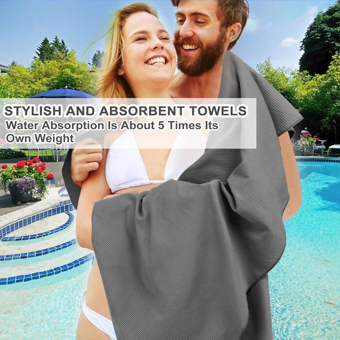 Рушник з мікрофібри Linlook - великий, компактний, швидковисихаючий. Ідеальний для спорту, подорожей, йоги, пляжу, тренажерного залу. Розмір: 180x80 см, колір: зелений/сірий