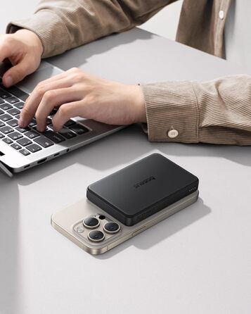 Power Bank Baseus 10000mAh: Бездротова зарядка 15W, MagSafe, PD 22.5W, USB-C, Білий/Чорний