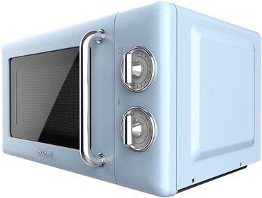 Мікрохвильова піч Cecotec Proclean 3010 Retro Blue, 20л, 700Вт, механічна, з таймером, розморожування, синій колір, нержавіюча сталь, внутрішнє освітлення, ретро-дизайн