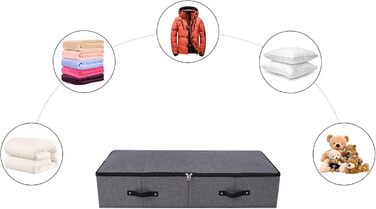 Складана коробка для зберігання під ліжком, 90x42x18 см, чорно-сіра (2 шт.)