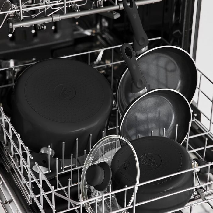 Набір кухонного посуду GreenLife Essentials 10 предметів: здорові антипригарні сковороди та каструлі з керамічним покриттям, без PFAS та PFOA, придатний для миття в посудомийній машині, рівномірний нагрів, чорний