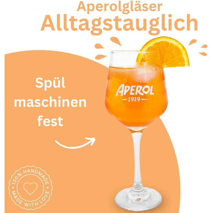 Набір келихів Maxito Original Aperol Spritz, 4 шт. | Сучасний дизайн | Ідеальний подарунковий набір Aperol Spritz | Келихи для коктейлів