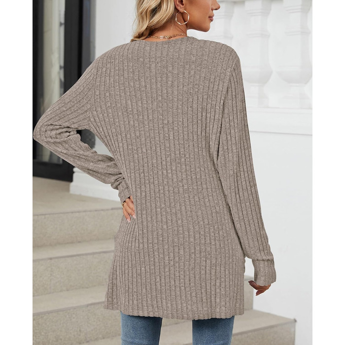Кардиган жіночий Strickjacke Eegant в'язаний з еластичної тканини, з кишенями, колір хакі, розмір XXL