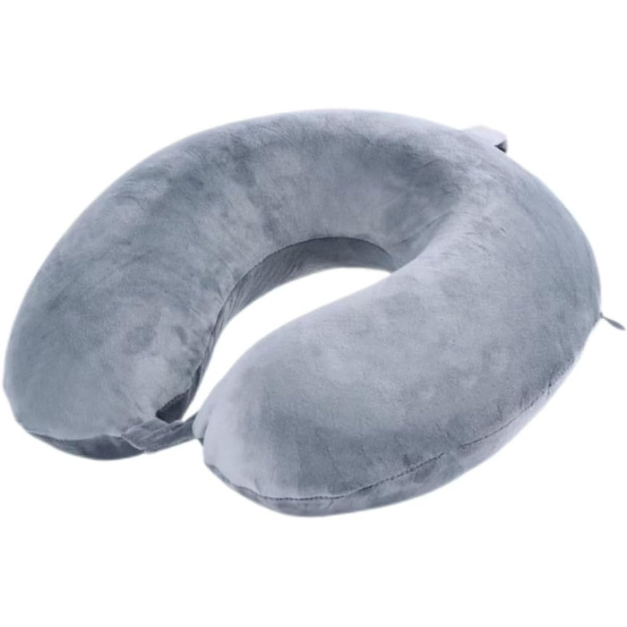 Подушка для шиї, 100% Memory Foam, U-подібна форма, сіра. Для подорожей, авто, дому, офісу.