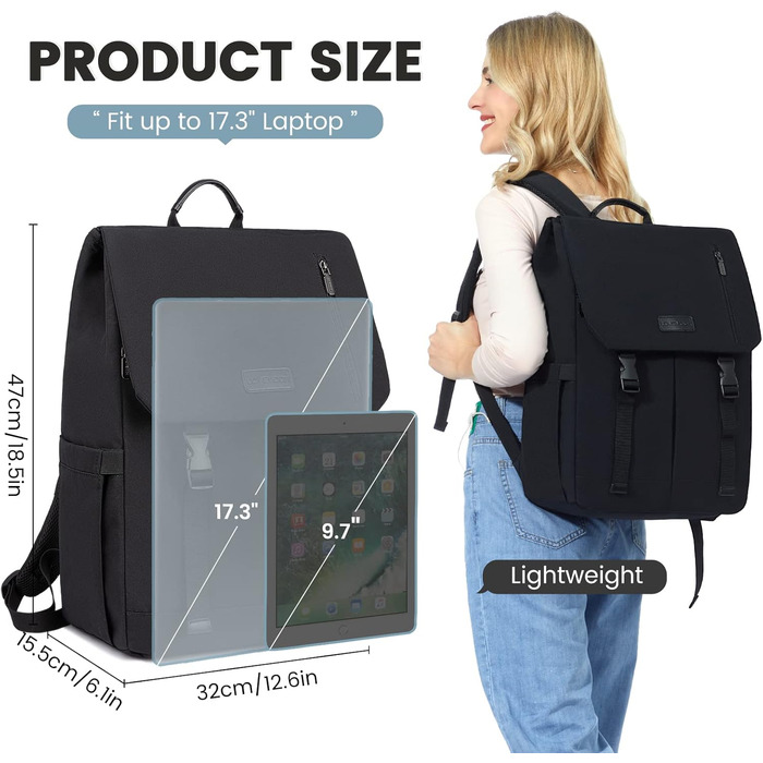 LOVEVOOK Рюкзак для жінок Елегантний 15.6 дюймів для ноутбука Водостійкий Шкільний рюкзак для дівчаток, підліток, жінок, для навчання, роботи, подорожей, бізнесу. Кольори: сірий, білий, рожевий, чорний (17.3 дюймів)