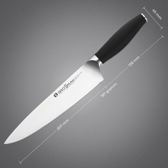 Ніж кухарський Grossman 002SH, 33 см, з нержавіючої сталі, ергономічна ручка