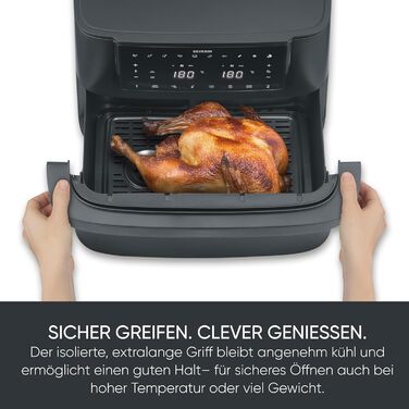 Фритюрниця Severin Max Zone Flex 9L з двома зонами приготування, чорна, з функцією сушки, 2600W