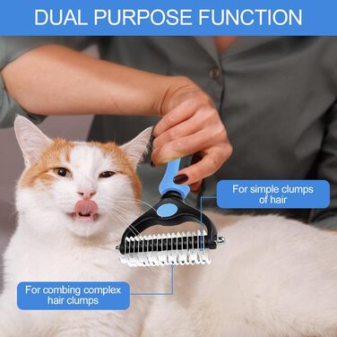 Щітка для собак з довгою шерстю з нержавіючої сталі, двостороння, 17+9 зубців, підходить для котів, проти ковтунів, отвір для підвішування в ручці