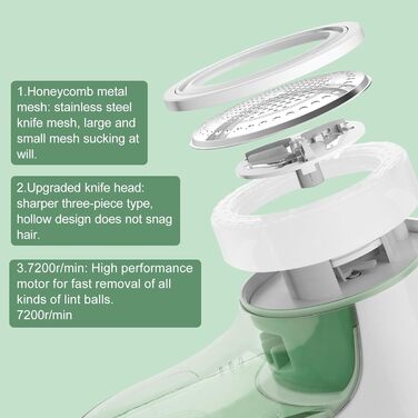 Електричний видалення ворсу для одягу та вовни з USB-кабелем та 2 змінними лезами (зелений)