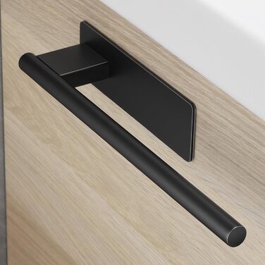 Тримач для рушників на клейкій основі без свердління, 28 см, нержавіюча сталь, срібляний (чорний, одноручний)