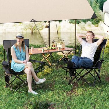 Крісло для кемпінгу та риболовлі Costway з підставкою для ніг, регульованою спинкою, підголівником, тримачем для напоїв та бічною кишенею (Сірий)