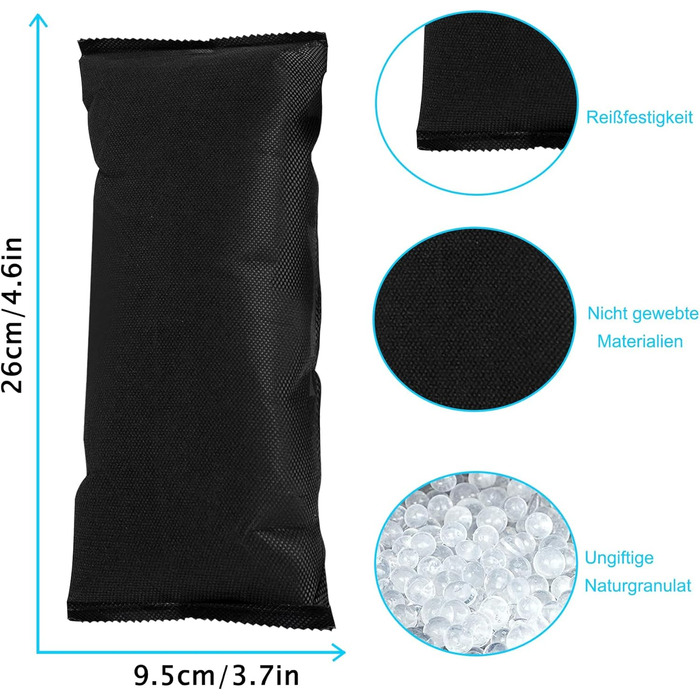 OMECO Dehumidifier Auto Cushion 2000g Reusable Silica Gel Air Dehumidifier Granules Pack, Against Moisture and Fog in the Car, Eliminates Unpleasant Odors for Cellars, Cabinets, Car 4x500g