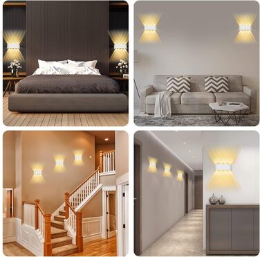Світлодіодна настінна лампа Lureshine, 2 шт., 22x8x5 см, чорна, IP65, 8W, 3000K, для вітальні