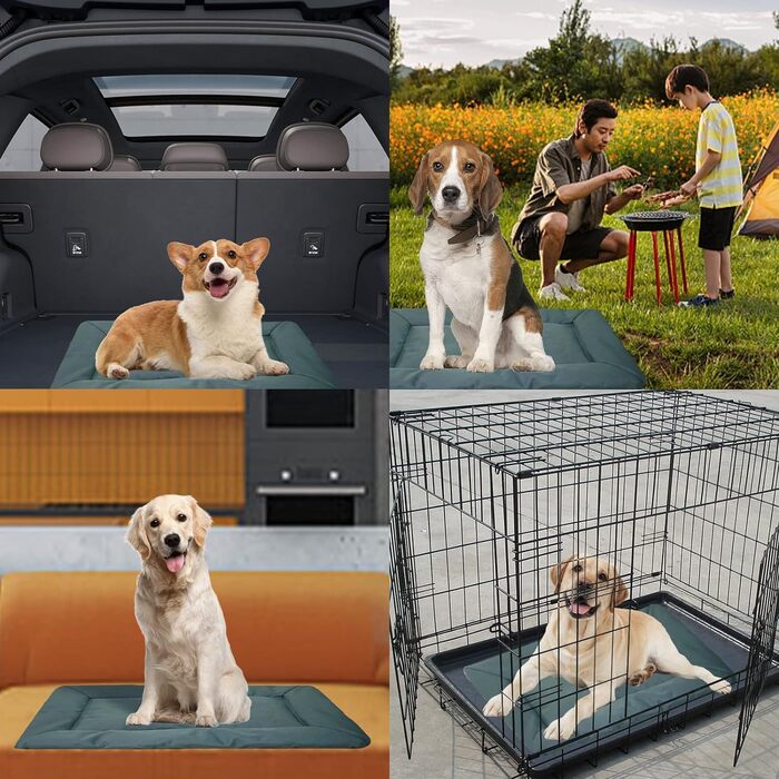 LATRAT Зворотне складне водонепроникне ліжко для собак, килимок для собак для подорожей, кемпінгу, на вулицю, з неслизьким дном, 90x60 см