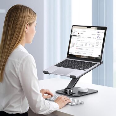 Підставка для ноутбука OMOTON з алюмінію, регульована по висоті, ергономічна, складна, чорна (11-16 дюймів)