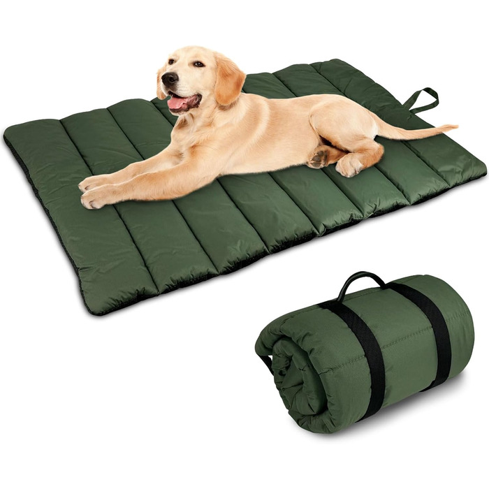 Водонепроникний килимок для собак 110 x 68 см, товстий, м'який, зручний, для подорожей, прання, кемпінгу, на вулицю (оливковий)
