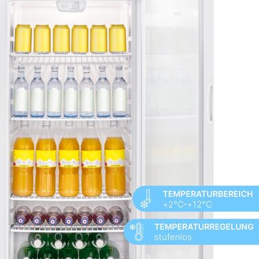 Холодильник для напоїв Bomann® KSG 7289 з скляними дверцятами, 245 л, 5 полиць, автоматична розморожування, регулювання температури, білий (Модель 2024)