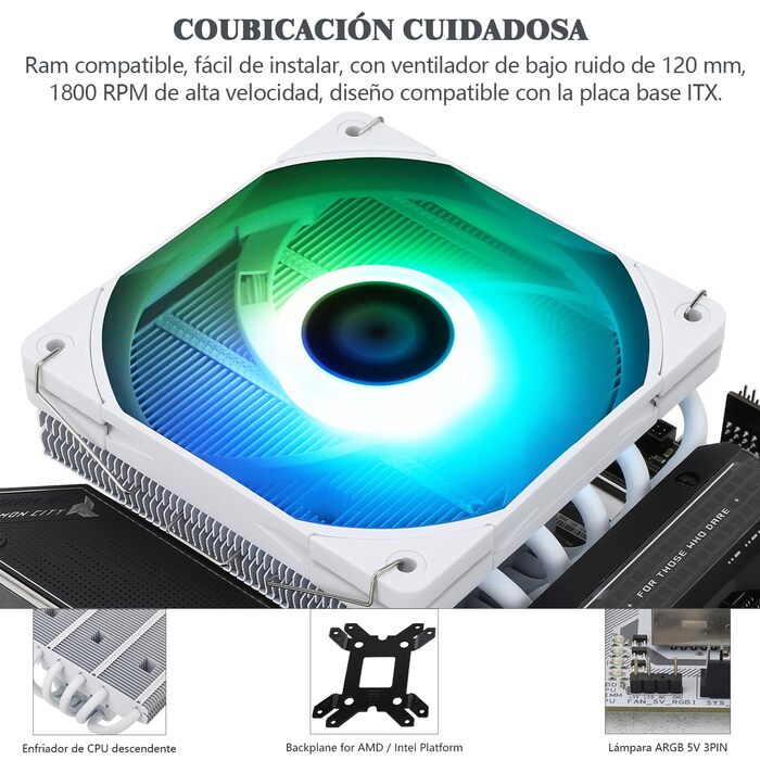 Thermalright AXP120-X67 White ARGB: Низькопрофільний кулер для CPU з 6 тепловими трубками, PWM вентилятор, підтримка AM4/LGA 1700/1150