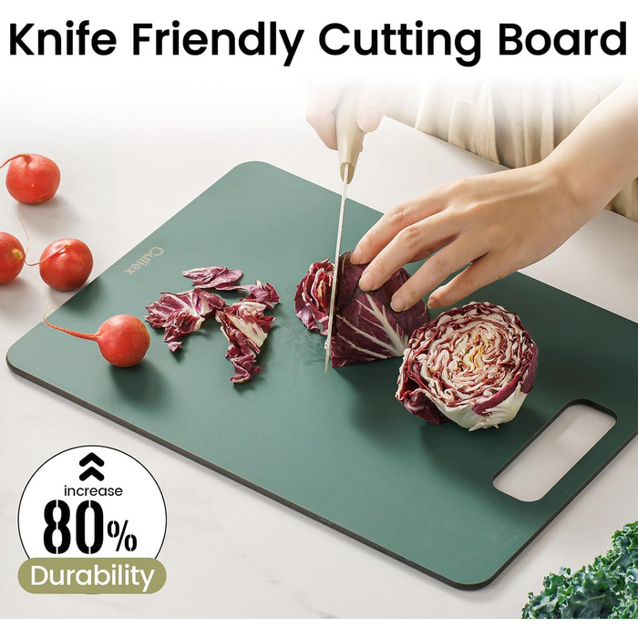 Набір дерев'яних обробних дощок 2 шт., стійкі до миття в посудомийній машині, високої щільності, нетоксичні, без BPA, з антиковзними ніжками, безпечні для ножів – ідеально для кухні та як подарунок (зелені)