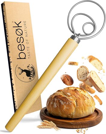 Гранітний м'ясорубка з пестиком з натурального граніту, дерев'яною ложкою, щіткою для чищення, рецептами песто та стійкою з дуба – 350 мл, з дуже довгим пестиком (датський віночок)