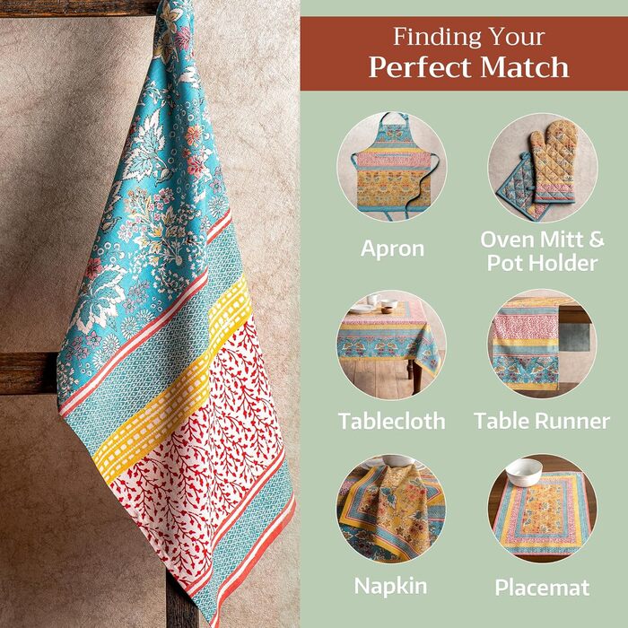 Maison d'Hermine Marquise 100% Cotton Set of 3 Multi-Purpose Kitchen Towels Soft, absorbent dish towels | Dish towels | Bar towels | Spring/Summer (50 cm X 70 cm)
