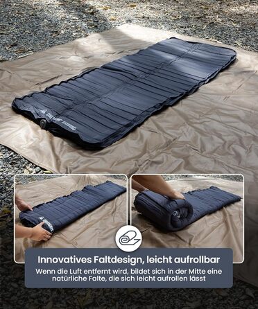 Надувний матрац OneTigris Dreamstar самонадувний (70x198 см) сірий для кемпінгу, подорожей та автомобіля