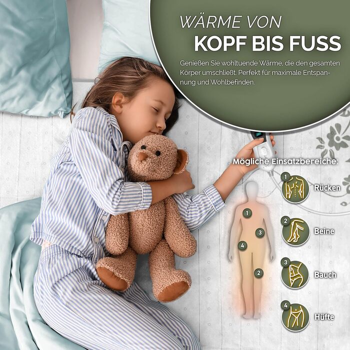 Електрична ковдра Sinnlein Doppel-Wärmeunterbett 160x140 см з автовимкненням та 2 зонами температури | Ковдра з підігрівом з 3 рівнями температури | Підстилка з підігрівом для ліжка | Тепла ковдра з м'якого флісу (з малюнком, 150 x 80 см)