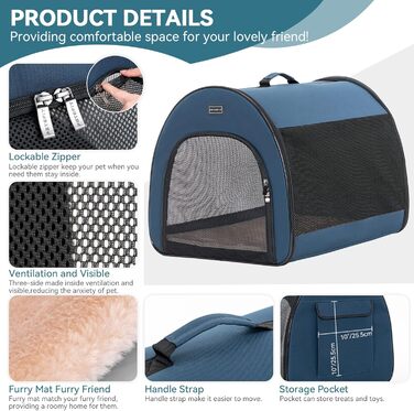 Складана переноска для собак Petfit для маленьких собак та котів, блакитна, M