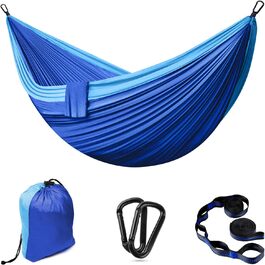 Гамак для відпочинку на відкритому повітрі, кемпінгу, 2 особи, 300 x 200 см, ультралегкий, портативний, для подорожей, вантажопідйомність до 300 кг, сапфірово-блакитний, нейлон, дихаючий
