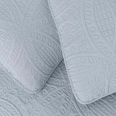 Комплект покривал Chezmoi Collection Austin (3 шт.) Oversized, блакитно-зелений, Queen, срібний