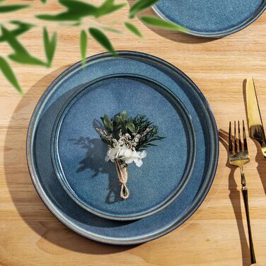 Набір посуду GBHOME для 4 осіб: 12 предметів, керамічний, з реактивною глазур'ю, стійкий до подряпин, для щоденного використання, безпечний у посудомийній машині та мікрохвильовці