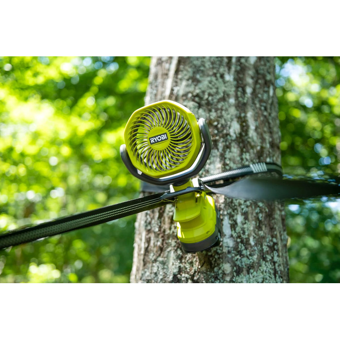 RYOBI RCF18-0 Акумуляторний Clip-вентилятор 18V, 10 см, Зелений. Компактний, портативний, 2 швидкості, гумова кліпса. Без акумулятора та зарядного пристрою