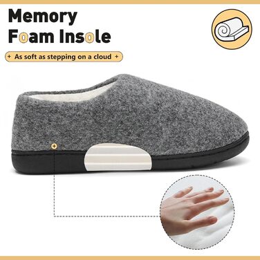 Тапочки халатні Mishansha зимові, теплий memory foam, підошва з твердим протектором, розмір 36-47, білий (сірий, 40/41 EU)