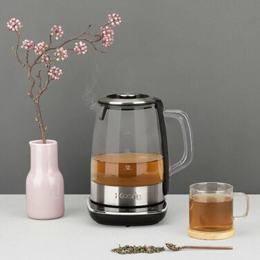 H.KOENIG TI600 Instant T Teapot Electric Kettle 1.5L, 1.5 liters, Stainless Steel/Glass