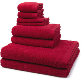 Dove - Super Fluffy - 2 x Soap - 2 x Guest Towel - 2 x Shower Towel - 2 x Hand Towel in a Set - Cotton (8-Piece Ruby Set)