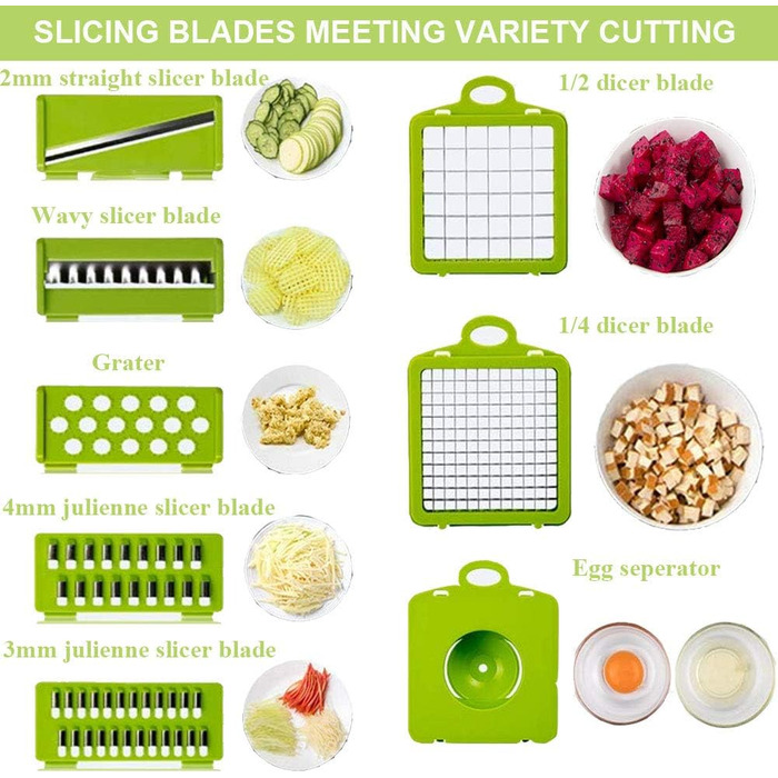 Мандоліна для нарізки овочів та фруктів, овочерізка, шинкувальник, набір з 6 лез з нержавіючої сталі, для картоплі, помідорів, цибулі, сиру