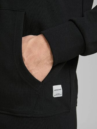 Чоловіча однотонна толстовка з капюшоном Jack & Jones, чорна, розмір XXL