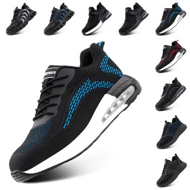 Черевики робочі чоловічі/жіночі Hitmars, захисні черевики з металевим підноском, зручні кухарські черевики, легкі черевики, черевики для дахів, чорний/синій, EU36-48