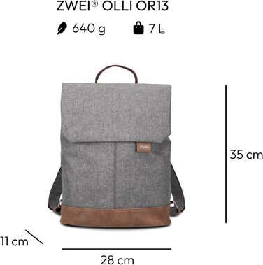 Two Ladies' Backpack Olli OR13 Daypack 7 Liter, robust, durable, water-resistant, padded back panel, main compartment with zipper, hidden pocket, mobile phone pocket, insert pockets, padded laptop compartment