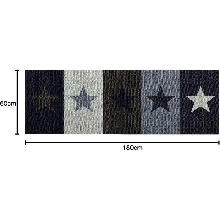 Килимок для кухні зірки 60x180 см, миючий, кольоровий | Теппих для кухні