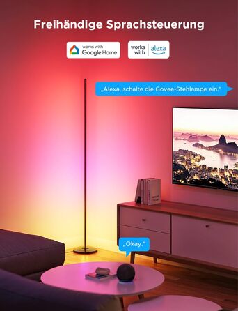 Govee LED-лампа настільна RGBIC з Wi-Fi, диммування, сумісна з Alexa та Google Assistant, 16 мільйонів кольорів, 58 режимів, музичний режим, DIY для ігор та спальні (чорний, 2 шт.)