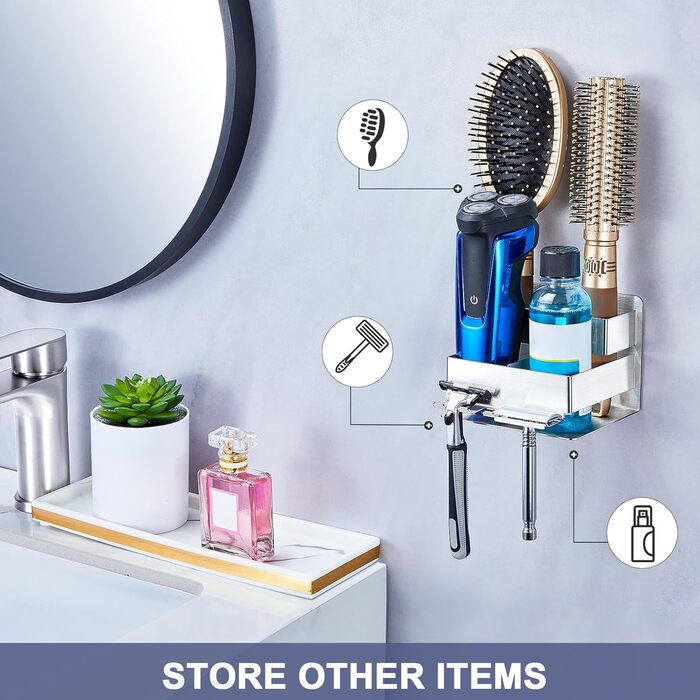 Electric toothbrush head holder, stainless steel, toothbrush holder, wall-mounted, screwless, toothbrush head holder, self-adhesive toothpaste holder for bathroom