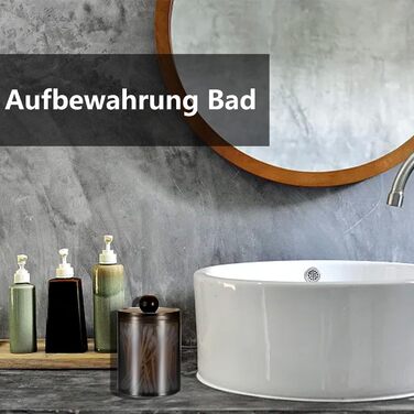 Організатор для ватних паличок та дисків: набір з 3 шт. Чорний акриловий контейнер з кришкою для ванної, спальні, вітальні