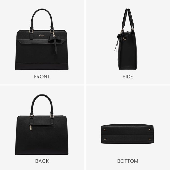 LOVEVOOK Сумка для ноутбука 15.6/17.3 дюйма, жіноча, шкіряна, для роботи/навчання, універсальна, сумка-тоут, шкіряна, чорна