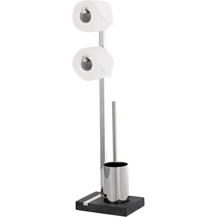 blomus -MENOTO- Stand WC-Garnitur (Toilet Butler) made of polished stainless steel, freestanding, holds 2 toilet rolls, exclusive design, bathroom accessory (H/W/D: 71 x 20 x 15 cm, polished stainless steel, 68663)