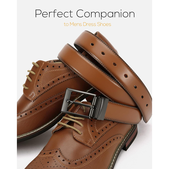 Чоловічий шкіряний ремінь CHAOREN, ремінь для костюма та ділового стилю, 32 мм, чорний/коричневий, розмір 93 см (загальна довжина 105 см)