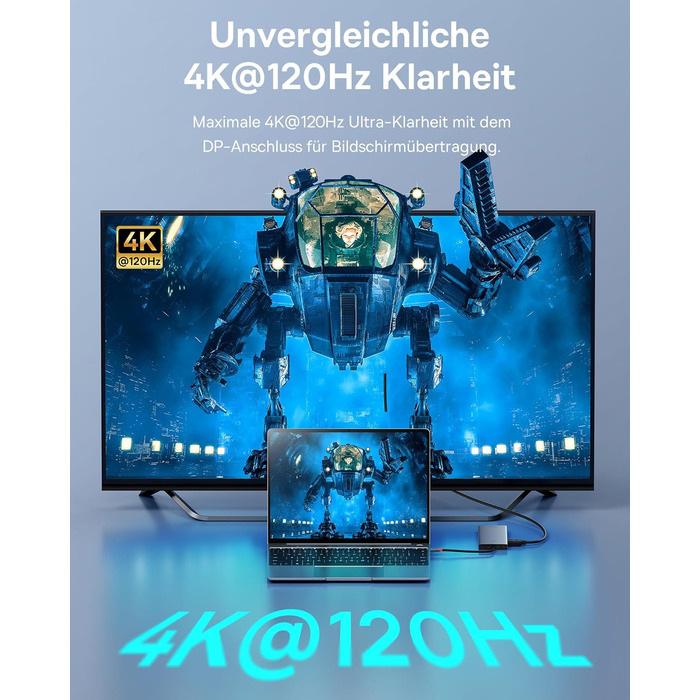 Док-станція Baseus USB-C для 3 моніторів: 13-в-1 хаб з HDMI 4K@60Hz, DisplayPort 4K@120Hz, VGA, USB 3.1 10 Gbps, PD 100W та Ethernet (сумісна з Dell/HP/Lenovo/Surface)